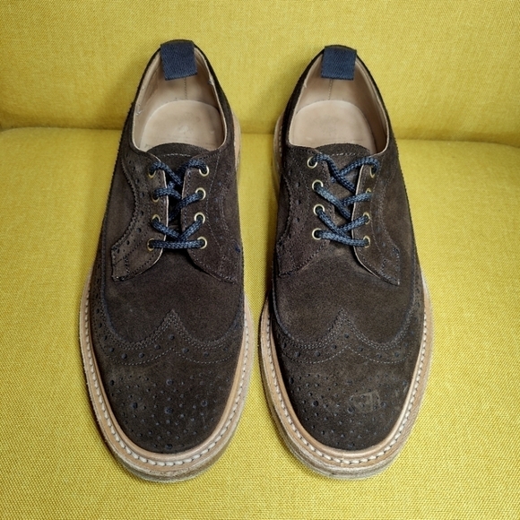 END. X TRICKER'S RICHARD GOLOSH BROGUE Chocolate Repello Suede LIMITED Men's 7.5 - Picture 3 of 13